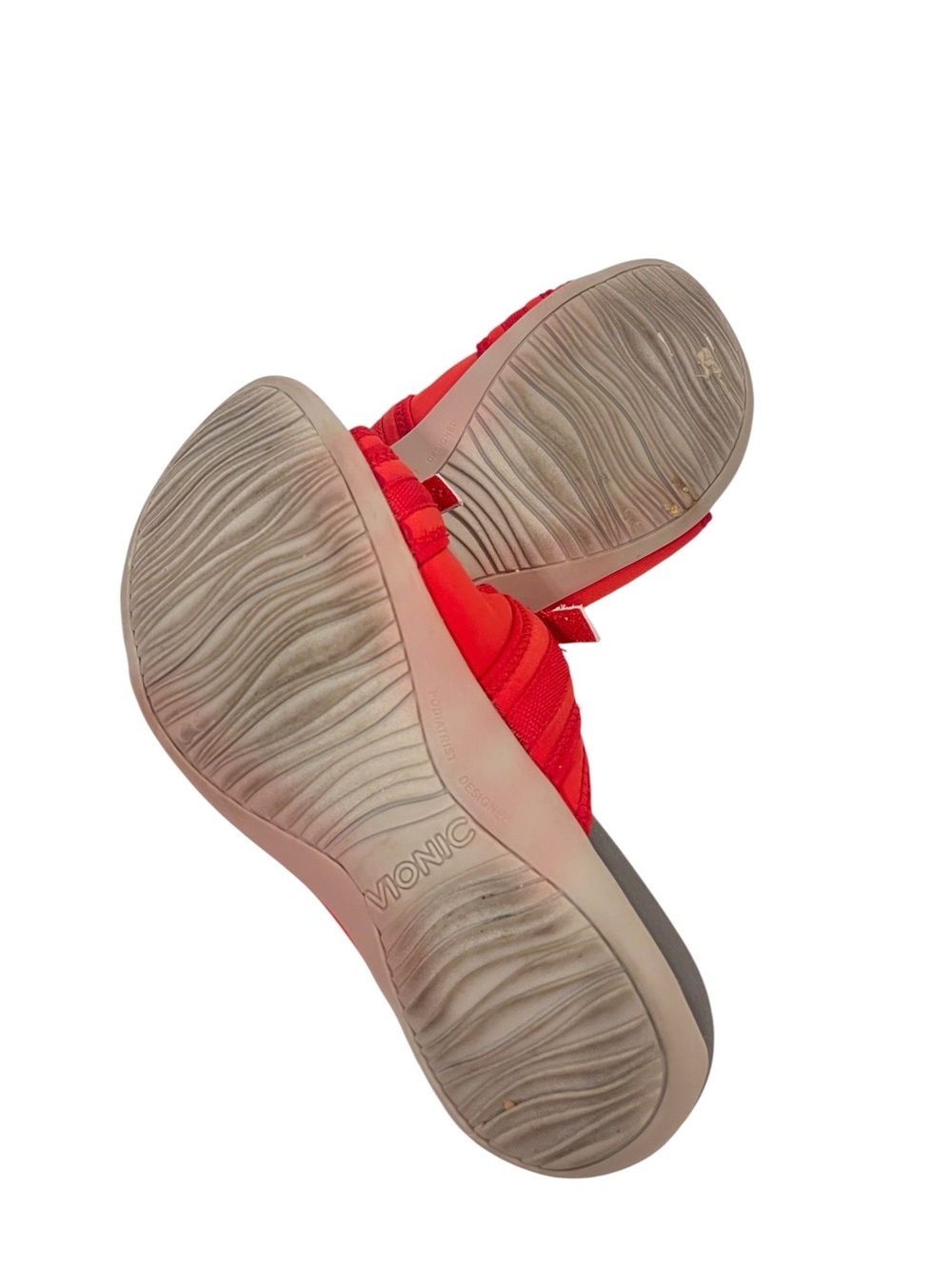 VIONIC Sarah Red Slide Sandals with Adjustable Straps Shoes - Picture 4 of 5
